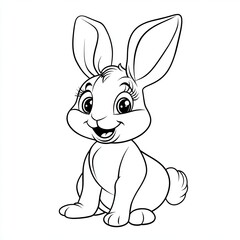 Obraz premium Adorable Easter Bunny Coloring Page Simple Design for Kids