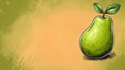 Hand-drawn pear illustration with detailed texture, ideal for culinary graphics and food-related designs, in a vintage book style