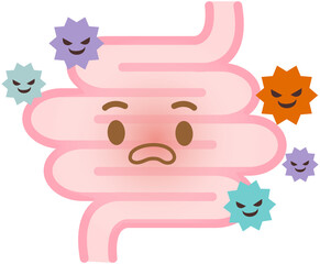Intestine Icon, Cartoon Style uncomfortable
