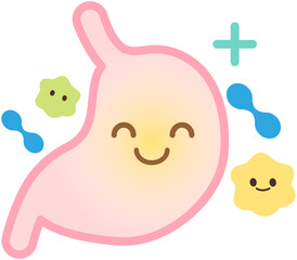 Stomach Icon, Cartoon Style Smile
