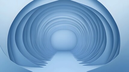 Obraz premium Arched tunnel illusion formed from light blue layered structures