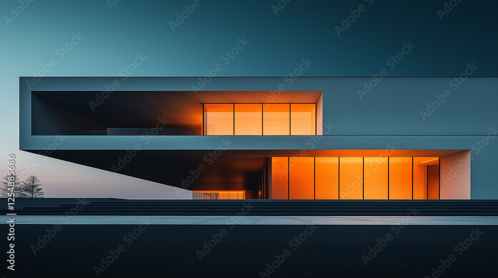 Poster abstract minimalistic modern architectural structure with clean geometric lines. generative ai . gen