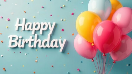 Happy birthday inscription on festive background, festive, video card for party, birthday greetings, event poster, birthday celebration.