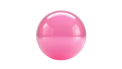 3D glossy pink bubble sphere with a reflective surface png
