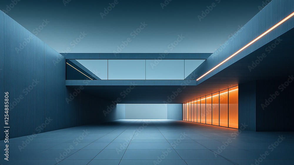 Poster abstract minimalistic modern architectural structure with clean geometric lines. generative ai . gen
