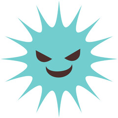Virus, Bacteria, Germ Icon, Cartoon Style