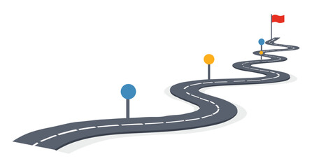 Business Success Roadmap and Career Growth Path with Milestones vector illustration 