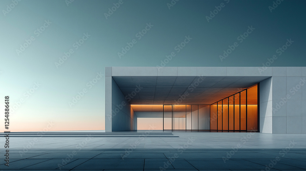 Poster abstract minimalistic modern architectural structure with clean geometric lines. generative ai . gen