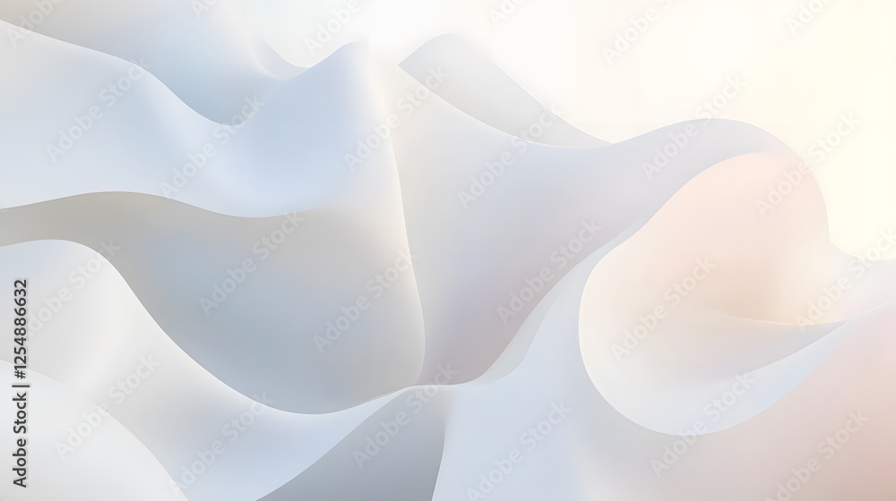 Poster abstract smooth white waves softly cascade across a subtle backdrop