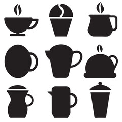 Obraz premium Coffee silhouettes set large pack of vector silhouette design 