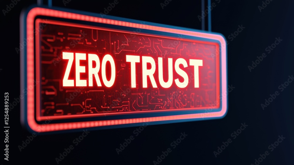 Poster a glowing red sign displays the phrase 