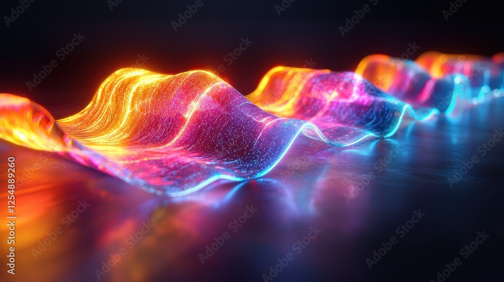 Poster visual concept dynamic light waves in abstract dark art rendering