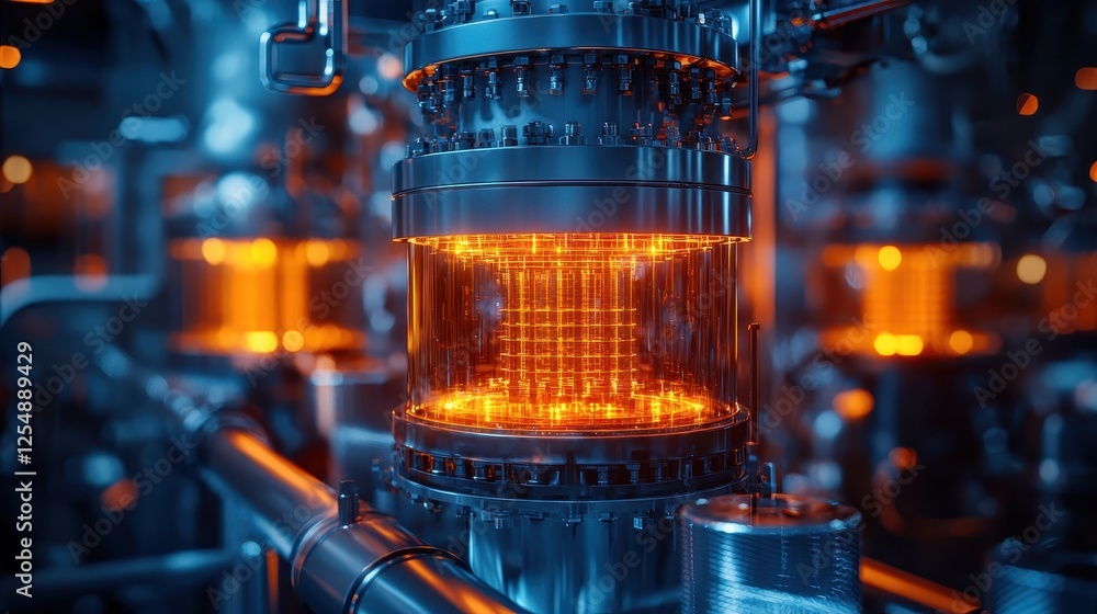 Poster 3d render of energy efficient industrial machinery operations in a high-tech factory