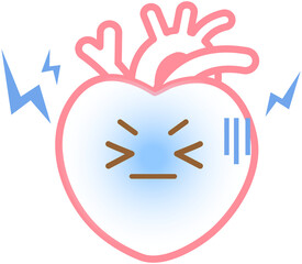Heart cartoon icon, angry