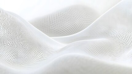 Abstract white textured fabric with undulating and flowing pattern