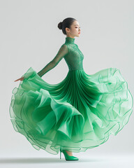 woman in green dress