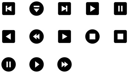 Set of Square and circle controls icons	
