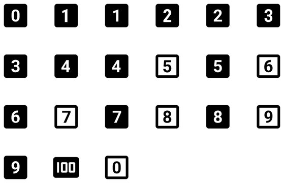 Set of Squared numbers icons	
