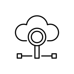 Cloud search engine outline icons, minimalist vector illustration ,simple transparent graphic element .Isolated on white background