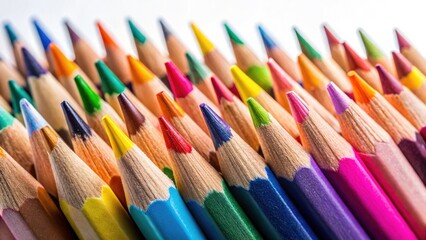 Fototapeta premium Low Light Photography of Isolated Pencil Patterns on White Background for Creative Design and Educational Purposes
