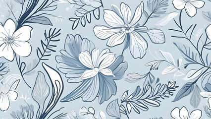 Obraz premium Serene Blue Floral Fantasy.