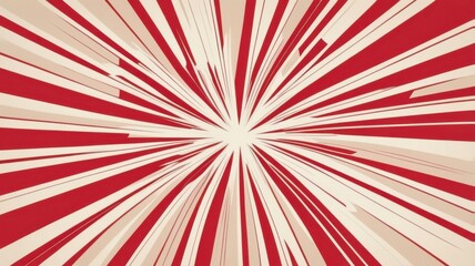 Fototapeta premium Red and Cream Striped Burst Abstract Background with Retro Flair