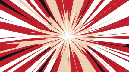 Fototapeta premium Abstract Red White and Black Starburst Background with a Concentric Pattern