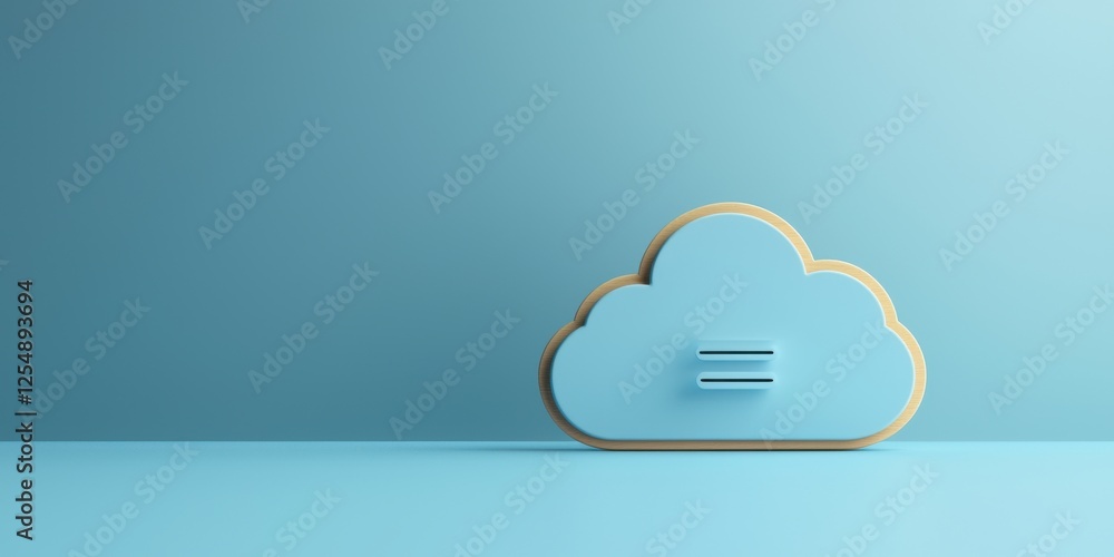 Poster a minimalist design featuring a blue cloud icon with horizontal lines, set against a matching blue b