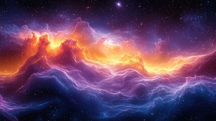 Obraz premium Vibrant Cosmic Nebulae: A Stunning Deep Space Landscape