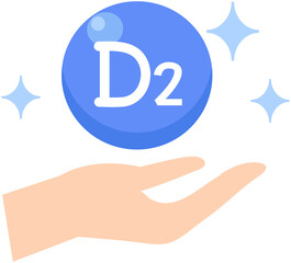 Vitamin D2 nutrition in hand 