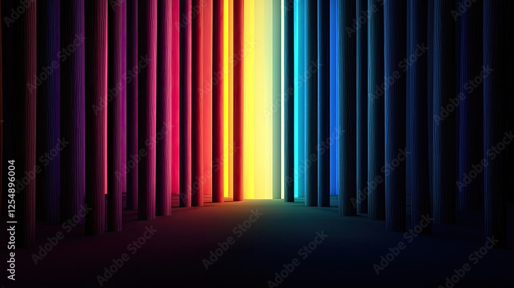 Poster glow forest idea. vibrant colors merge in a mesmerizing vertical gradient background.