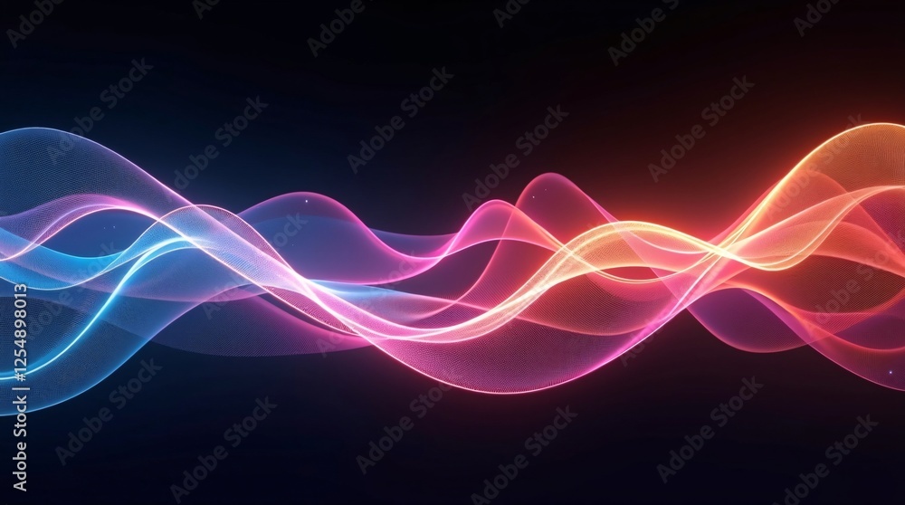 Aufkleber abstract wave lines pattern dynamic colorful light flowing isolated on a black background. concept o