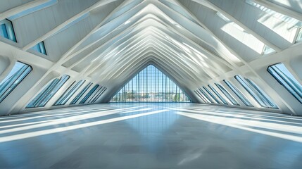 Obraz premium Minimalist background, white and blue, modern architecture, lines 