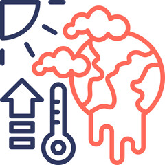 Global Warming line color icon