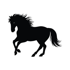 Striking Silhouette of a Running Horse Perfect for Coloring Vector Logos and Illustrations. running horse, animal silhouette
