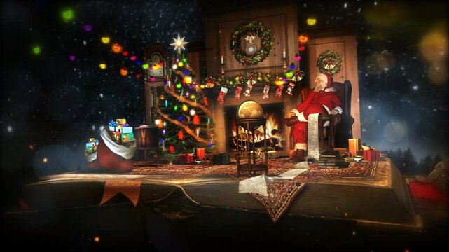 Fairy tale book page turn 3D animation on colorful Christmas backgrounds perfect for the title into or outro 
