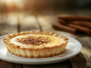 Traditional South African Melktert - Creamy Custard Tart with Cinnamon Dusting