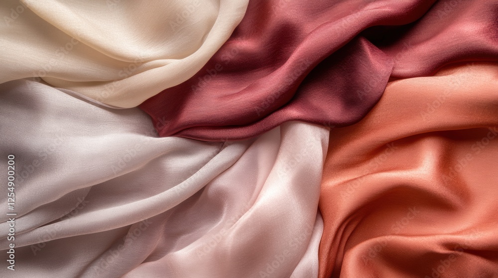Poster elegant flowing silk fabrics create a soft ambiance with neutral tones for versatile design applicat