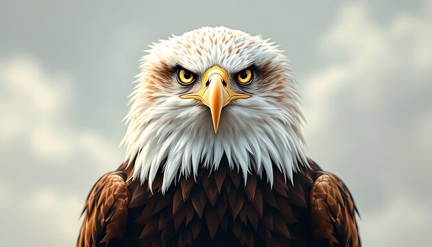 Majestic Bald Eagle Portrait: A Close-Up View of American Symbol - Powered by Adobe