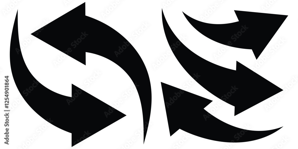 Poster set of curve arrows. sharp curved arrow icon. black rounded arrow. direction pointer pointing up. ar