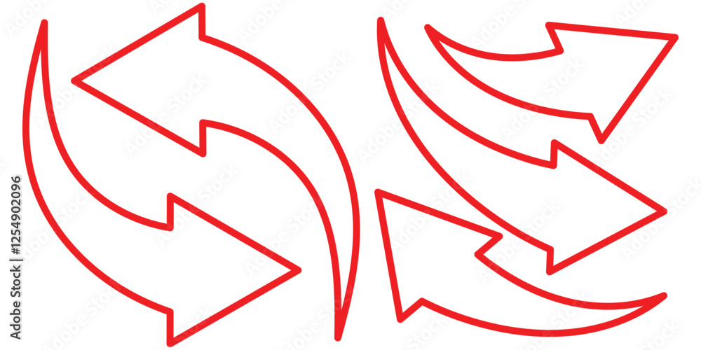Aufkleber set of curved arrow liner stockers. red curve arrow icon. flat style. arrow icon for your web site d