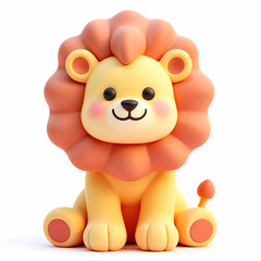Naklejka premium Adorable Cartoon Lion Cub: 3D Rendered, Sweet and Playful