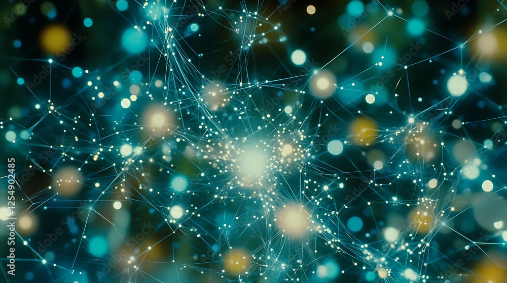 Poster abstract network connection interconnectivity plexus communication and data technology futuristic ba