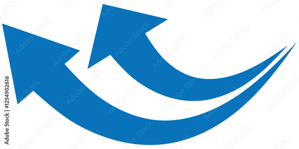 Poster set of long blue curve arrow icon vector . blue curve arrow icon set. long arrow icon set. curve arr