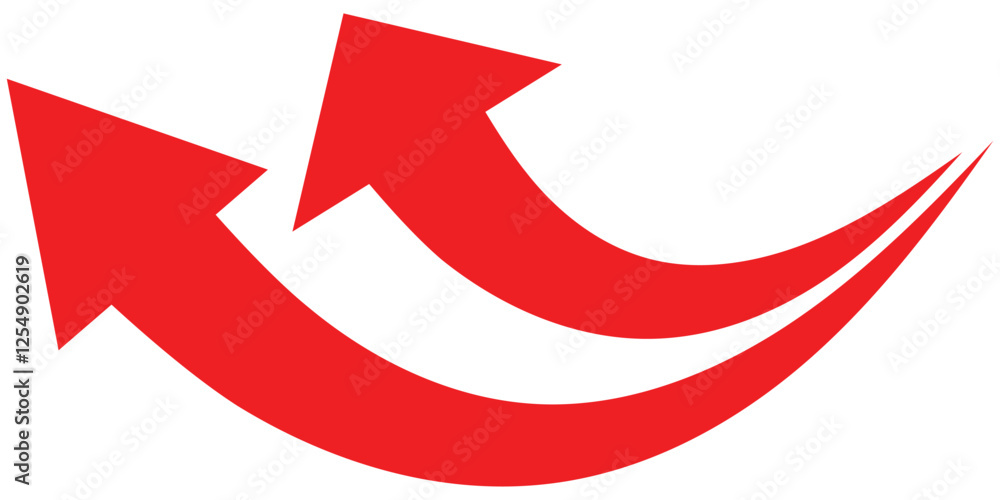 Poster red curve arrow icon. flat style. arrow icon for your web site design, logo, app, ui. arrow indicate
