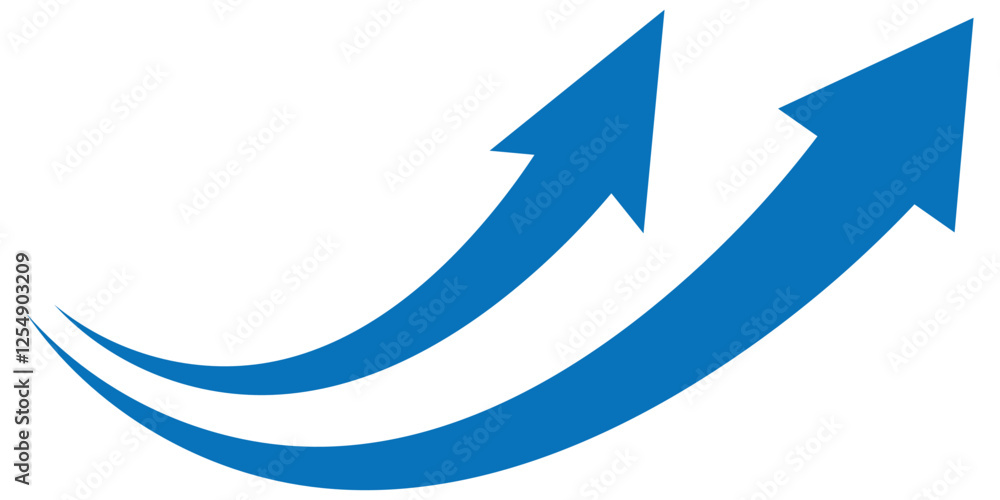 Poster set of long blue curve arrow icon vector . blue curve arrow icon set. long arrow icon set. curve arr