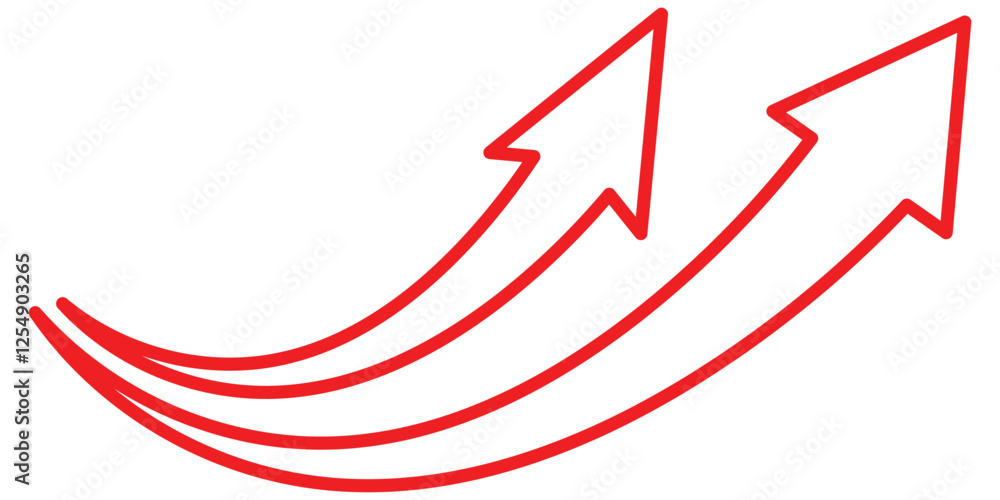 Poster set of curved arrow liner stockers. red curve arrow icon. flat style. arrow icon for your web site d