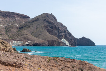 impressive volcanic cliffs next to the sea