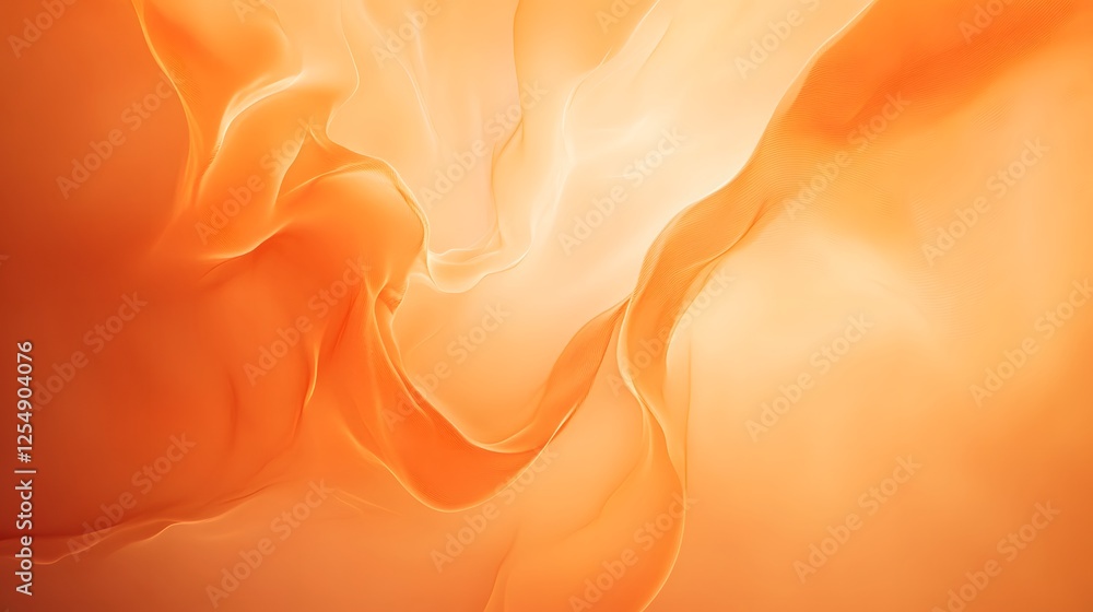 Poster soft abstract shapes flowing in a gradient orange color