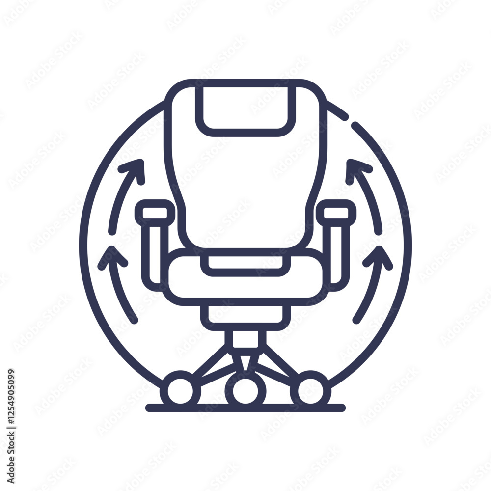 Poster office chair with arrows symbolizing flexibility and adjustability.